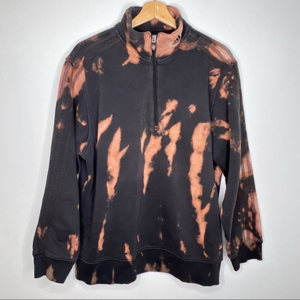 Upcycled bleached tie‎ dyed Adidas half zip sweatshirt M